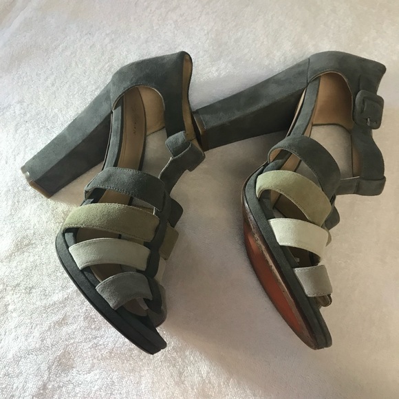 COLE HAAN CHELSEA SUEDE T-STRAP SANDAL MULTICOLOR SUEDE Heels Size 11 - Picture 11 of 12